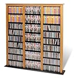 Oak Finish Triple Width Multimedia Storage Barrister Tower
