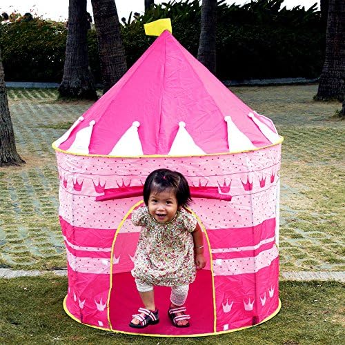 Portable Folding Pink Princess Castle Play Tent Children Kids Cubby Girls Game House