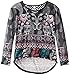 Beautees Girls' Mixed Fabric Animal Motif Top