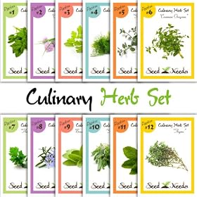 Culinary Herb Set - 12 Pack (Sage, Rosemary, Oregano, Parsley, Cilantro, Thyme, Dill, Mustard, Chives, Marjoram, Savory & Basil)