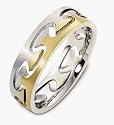 Designer 18 Karat Two-Tone Gold Puzzle Style Unique Wedding Band Ring