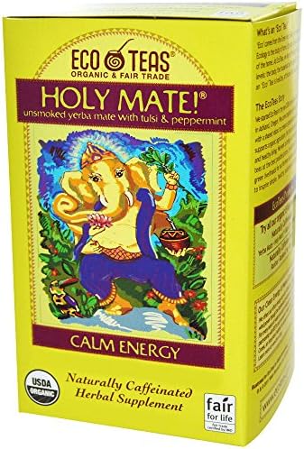 Eco Teas Organic Holy Mate, Calm Energy - Unsmoked Yerba Mate with Tulsi & Peppermint (5.3 oz Bag of Loose Tea)