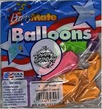 Happy Birthday Balloons with Flowers Design - Package of 8