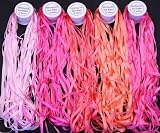 5 Spools of 100% Pure Silk Ribbons - Pink Tones - 50 mts x 4mm