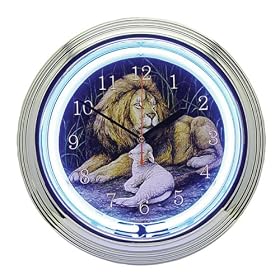 Wildlife Lion Blinking Neon Wall Clock...Toucan Bird, Penguin, Zebra, Panda Bear, Hummingbird neon... by Neon Clocks