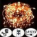 Accmor Indoor/Outdoor Led String Lights - USB Bedroom Copper Decorations for Father's Day - with USB Cable, Remote Controller, UL Certified Power Adapter - 33ft /100 LEDs, Warm White