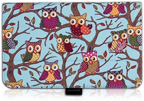 Thankscase ASUS MeMO Pad 8 ME181C Case Cover Built-in Elastic Hand Strap slim Lightweight Smart Owls Canvas Case Smart Cover for ASUS MeMO Pad 8.(Sky Blue Owls)