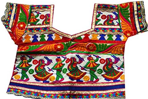 Samudrika Designer Embroidered Garba Lehenga Chaniya Choli Cotton White Size 8 Years