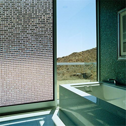Small Mosaics Decorative Glass Self Adhesive Window Film Privacy Static Cling Film Uv Filtering (17.71 inches by 118.11 inches「45Cm x 300Cm」)