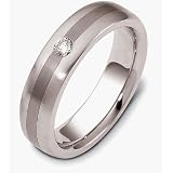 6mm Titanium and Platinum Diamond Wedding Band Ring