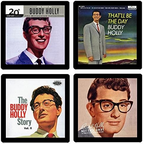 Buddy Holly Coaster Collection- (4) Different Album Covers Reproduced Onto Soft, Absorbent, Collectible Coasters - by N2Pics