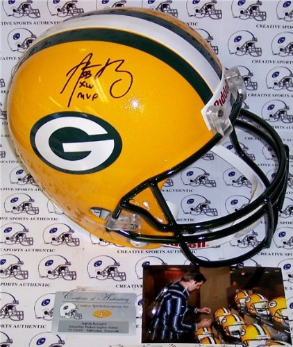 Aaron Rodgers Autographed/Hand Signed Green Bay Packers Full Size Helmet