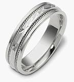 Platinum Comfort Fit Designer 6mm Wedding Band Ring