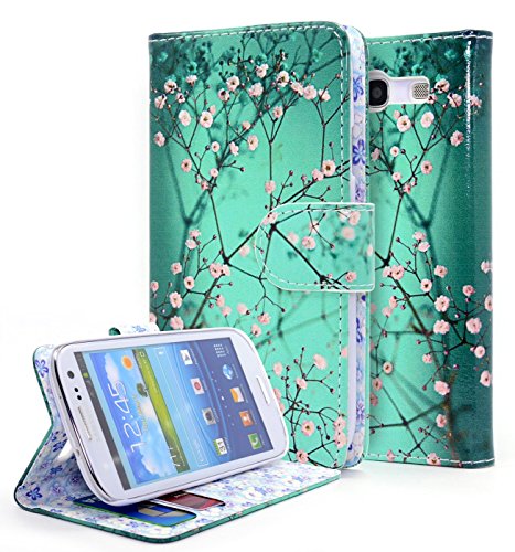 Galaxy S3 Case, NageBee - Design Flip Premium PU Leather Fold Wallet Pouch for Samsung Galaxy S3 (Wallet Plum Blossom)