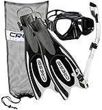 Cressi Frog Plus Fins with Dive Mask Dry Snorke Set, (Scuba Snorkeling Freediving Spearfishing Dive Gear)