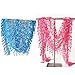 Minejin Women Hollow Lace Tassel Sheer Burntout Floral Print Triangle Mantilla Scarf Shawl 2Pack (Blue&Rose Red)