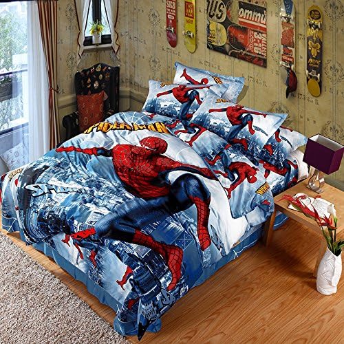 USpiece 3D Spider-Man Cotton Quilt / Duvet Cover Set Kid's Bedroom 4 pcs Bedding Set 100% Cotton King