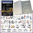 Master Airbrush&reg; Brand Airbrush Tattoo Stencils Set Book #13 Reuseable Tattoo Template Set, Book Contains 53 Unique Stencil Designs, All Patterns Come on High Quality Vinyl Sheets with a Self Adhesive Backing.