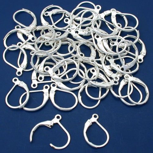 50 Silver Plated Leverback Earrings Earring Findings 