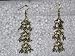Gift for Women's-2 Antique Gold Green Silver Finish Dangling Earrings