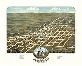 Historic Maps - Austin Bird's Eye View Map 1870 Minnesota - Mower County - Bird's eye view of Austin, Mower County, Minnesota 1870. 36x54
