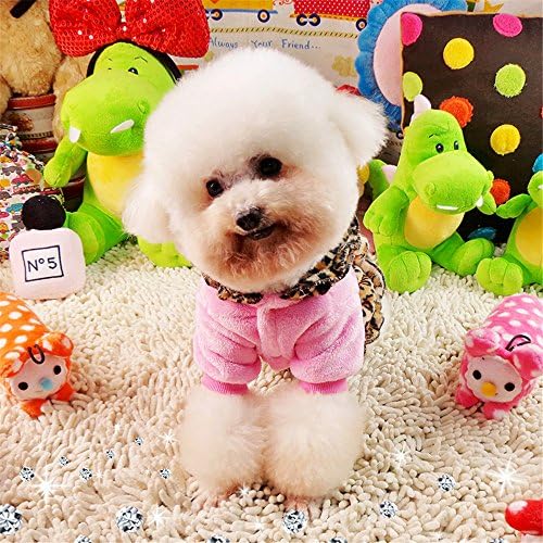 Chiqpets Dog Clothes Leopard Print Dog Dress Warm Winter Pet Clothing Yorkshire Poodle Chihuahua (Pink, M)