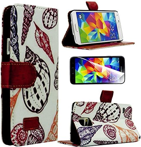 myLife Sea Shell Beach Collection Print - Contemporary Design - Koskin Faux Leather (Card, Cash and ID Holder + Magnetic Detachable Closing) Slim Wallet for NEW Galaxy S5 (5G) Smartphone by Samsung (External Rugged Synthetic Leather With Magnetic Clip + Internal Secure Snap In Hard Rubberized Bumper Holder)