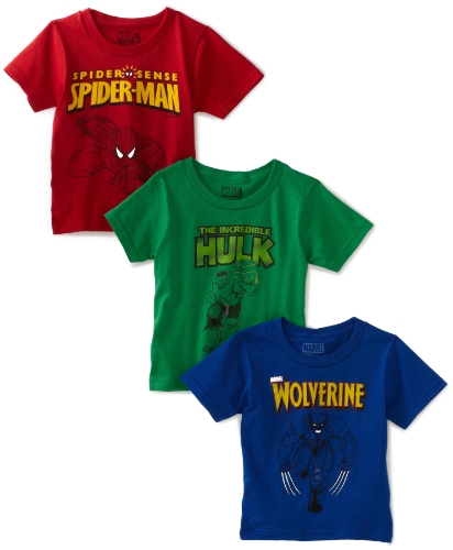 Fruit of the Loom Boys 2-7 3 pk Funpals Marvel Heroes Crew Shirts