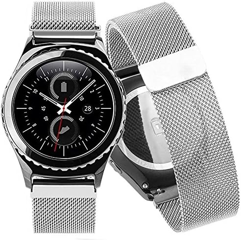Gear S2 Classic Watch Band, ESK Collection Fashion Luxury Milanese Loop Stainless Steel Mesh Bracelet Replacement Band with Unique Magnet Lock for Samsung Gear S2 Classic Smart Fitness Watch (Sliver)
