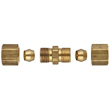 Dixon 62C-04 Brass Compression Tube Fitting, Union, 1/4" Tube OD