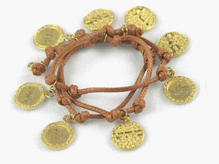 8 Names of God on Coins Dipped In Gold on a Camel Bracelet