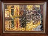 IMAGE OF Yosemite Home Decor 34 by 30-Inch Venice Canal Sunset Framed Hand Painted Traditional Oil Artwork, Scenic