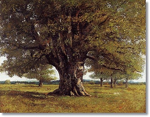Blossoming art The Oak at Flagey aka The Oak of Vercingetoris by Gustave Courbet Hand Made Reproduction on Canvas(60 inch * 47 inch ,Framed)