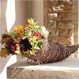 Review FIORI BELLI  / Sunshine's Cornucopia - Sunflowers, Berries and Oak leaves, in natural twig Cornucopia