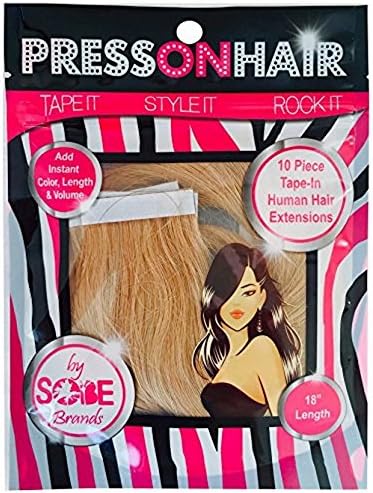Press On Hair Straight Tape Extensions, Golden Blonde, 18 Inch