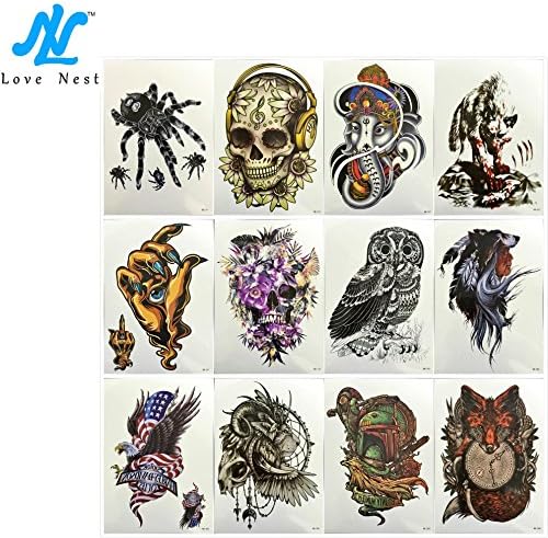 12 Premium Sheets($1.25/pc) - Love Nest temporary tattoos fashion,man and women (Series 1)