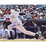 MLB Derek Jeter Home Jersey Hit Horizontal Autographed 8-by-10-Inch Photograph
