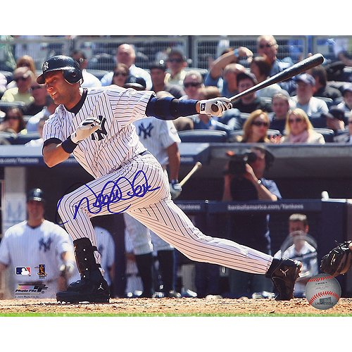 Steiner Sports MLB Derek Jeter Home Jersey Hit Horizontal Autographed 8-by-10-Inch Photograph