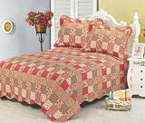 3Pcs Vintage Patchwork Cotton Reversable Quilt Set Twin