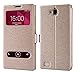 Ueasy Elegant Ultra-Thin Window Leather Case for the Huawei Honor 3C with Stand Function For Huawei Honor 3C Protective Cover Case Stand Case (Champagne)