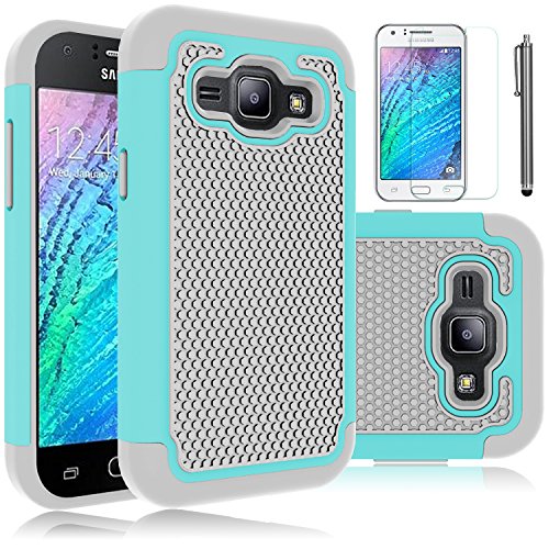 Galaxy J1 Case, EC™ Slim 	Shockproof Case, Hybrid Dual Layer High Impact Resistant Armor [Hard Plastic with TPU/ Soft Silicone] Protective Case for Samsung Galaxy J1 / J100 (Emerald/Gray)