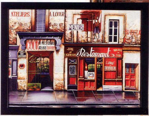 Hand Painted Oil Painting on Canvas in Red Restaurant Theme