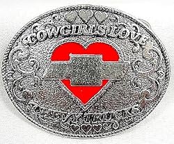 Cowgirls Loves Chevy Trucks (Red) Enamel Pewter Buckle