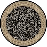 Universal Rugs 104753 Black 6 Round Area Rug, 5-Feet 3-Inch Round