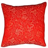 Decorative Handmade Red & Gold Cushion Cover / Pillow Sham - Chinese Dragon & Flowers Design