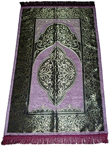 Muslim Prayer Rug Turkish Ottoman Sajadah Mat Islamic Gift Eid Ramadan Namaz Carpet - Lavender Purple