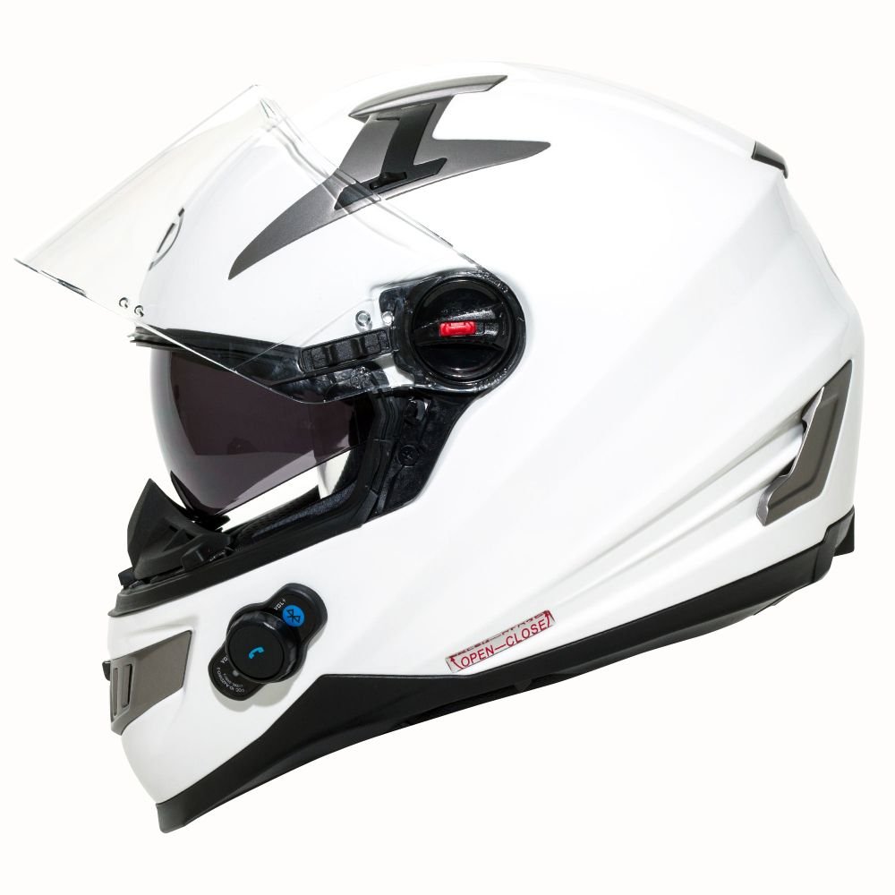 BILT Techno Bluetooth FullFace Motorcycle Helmet MD, White