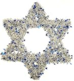 20 Silver & Blue Star Of David Jewish Chanukah Tinsel Decoration