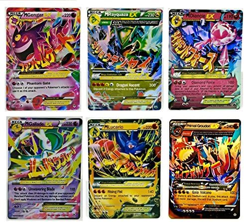 Promotion Set of 6 Pokemon Mega EX Cards Gold Flash Light included Rayquaza Lucario Primal Groudon Mega EX all No repeat in English