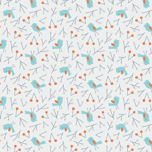 Bird Song Blue from the Sweet Autumn Day collection by Cloud 9 Fabrics - ORGANIC COTTON - Woodland Animals (Yard)